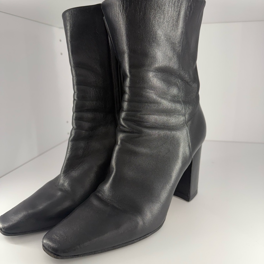 Valentino Black Leather Rockstud Ankle Boots